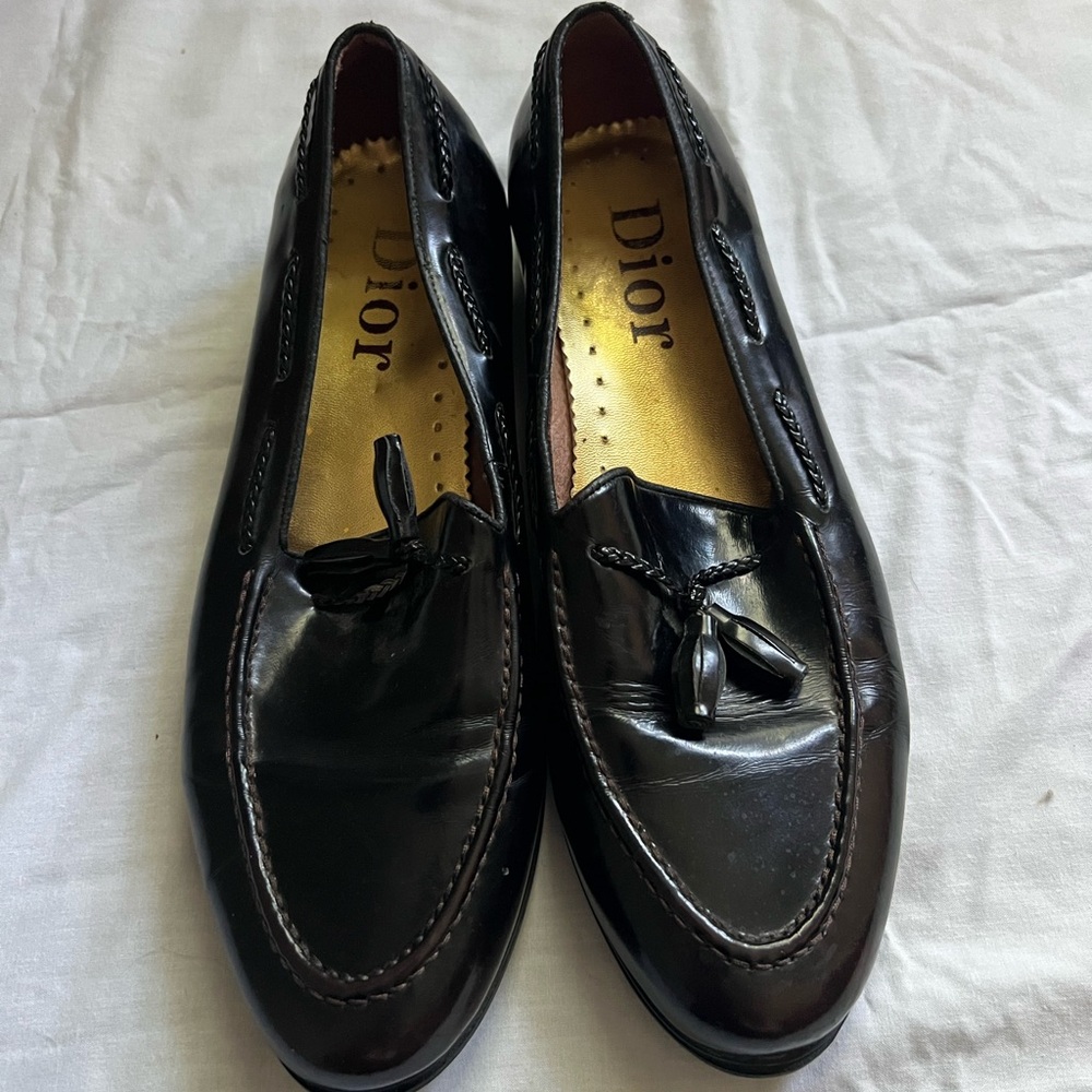 Dior Womens Dark Brown Leather Tassel Loafers